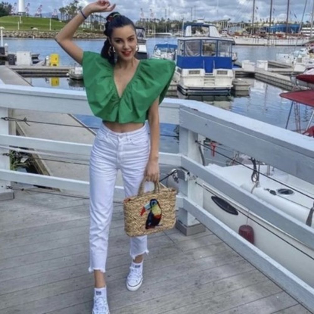 Zara Ruffled Green Crop Top